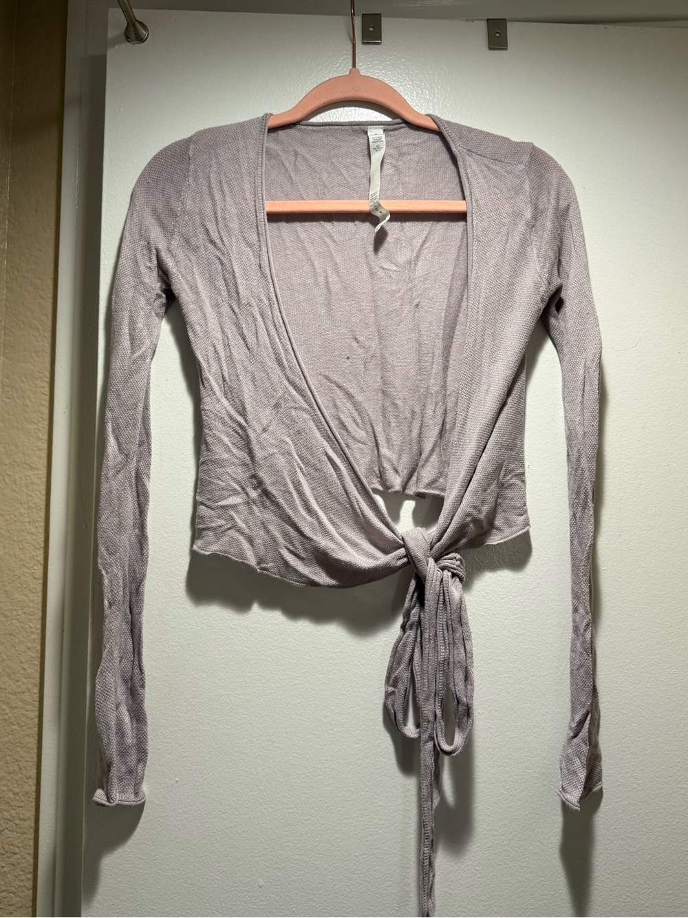 lululemon athletica Mauve Tie-Front Long-Sleeve Crop Top silk/modal
